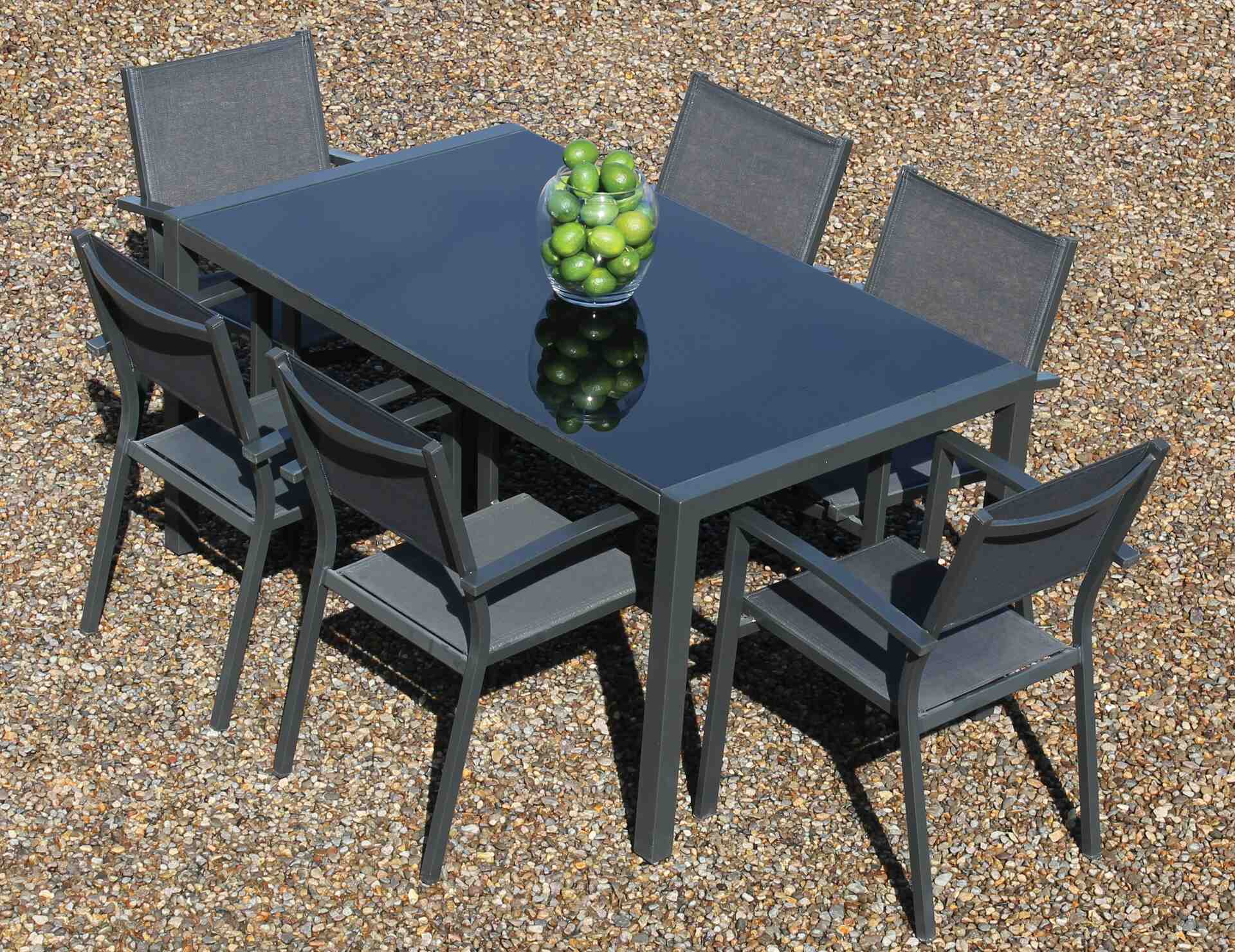 Pebbled patio area