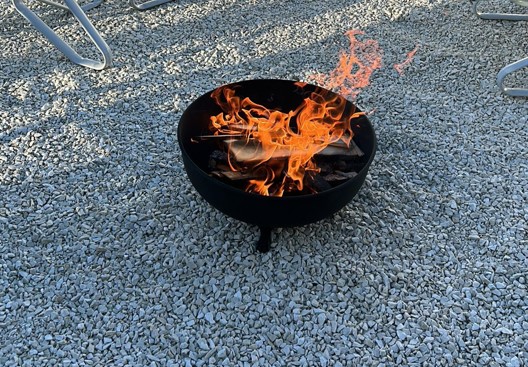 Fire pit built with SureWall and PebbleLock