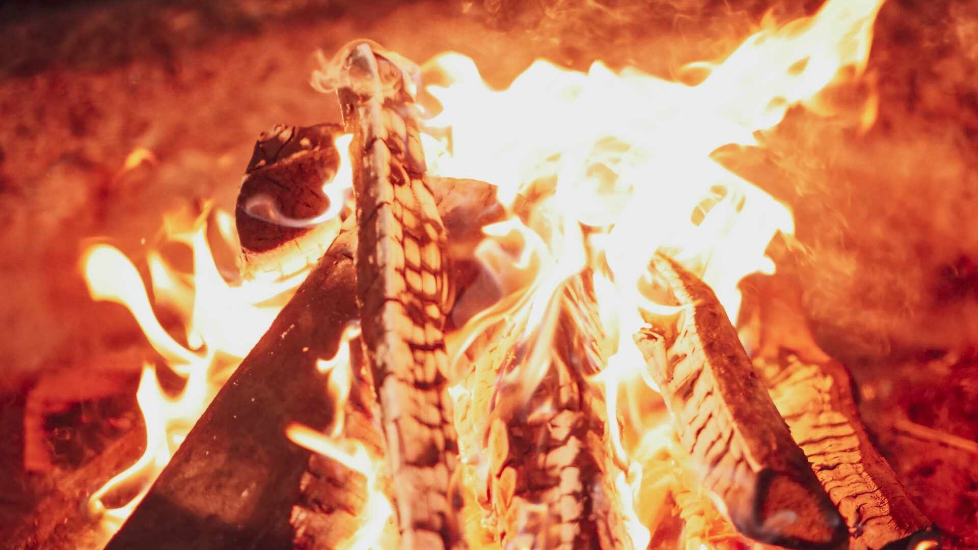 Close-up of a fire burning in a fire pit