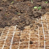 Slope covered with coconut matting