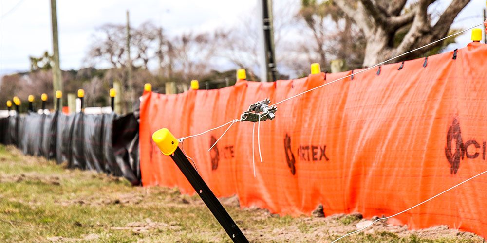 Orange SiltFence on site